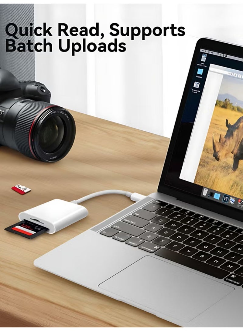 كلافون قارئ بطاقات SD بمنفذ USB-C مناسب لسلسلة iPhone 17/16/15 وiPad وMacBook، يدعم بطاقات SD وMicroSD، تشغيل مباشر بدون إعدادات، بفتحتين للبطاقات - Image 5